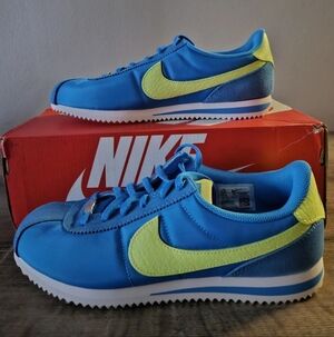 Nike Kids Cortez BG IB7748-406 Photo Blue Lemon Twist Athletic Sneakers 6.5Y